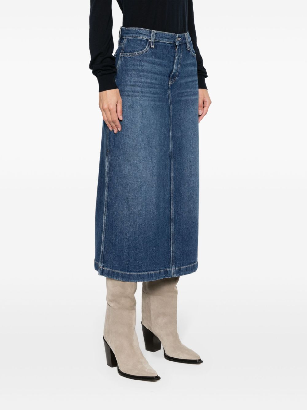 7 For All Mankind  Wayne-wash denim midi skirt