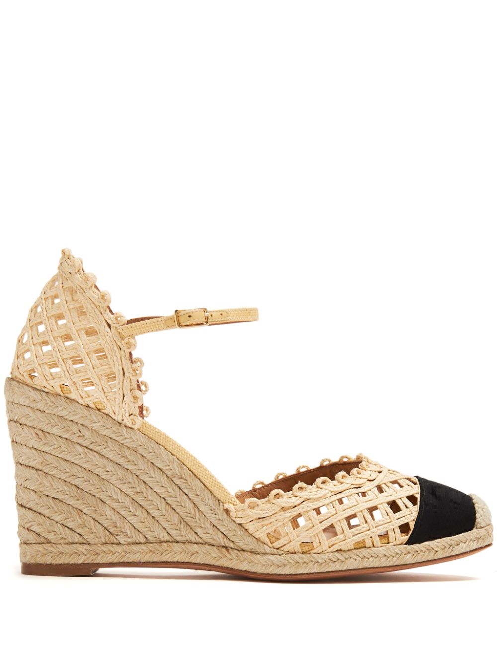 Aquazzura  Sunburst 120mm raffia wedge sandals