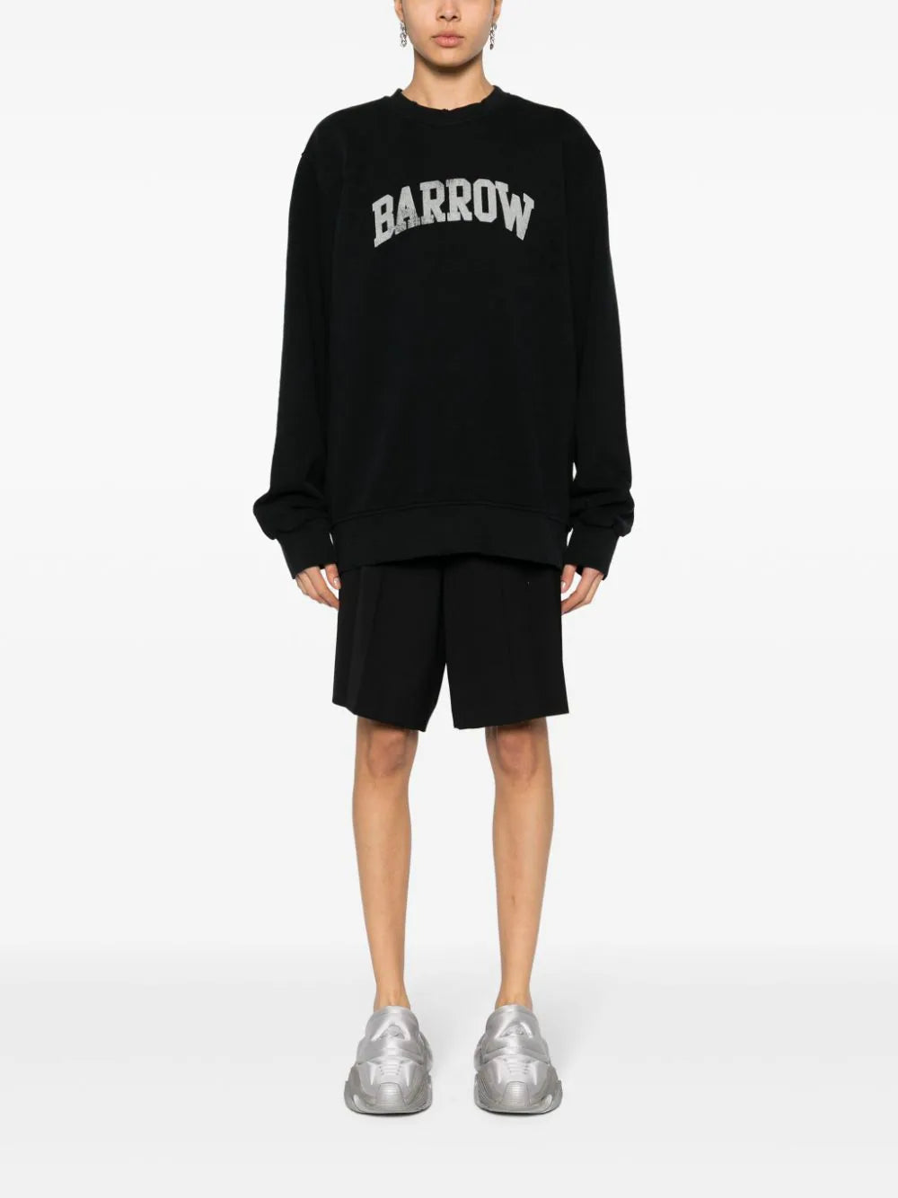 BARROW  logo-print distressed sweatshirt
