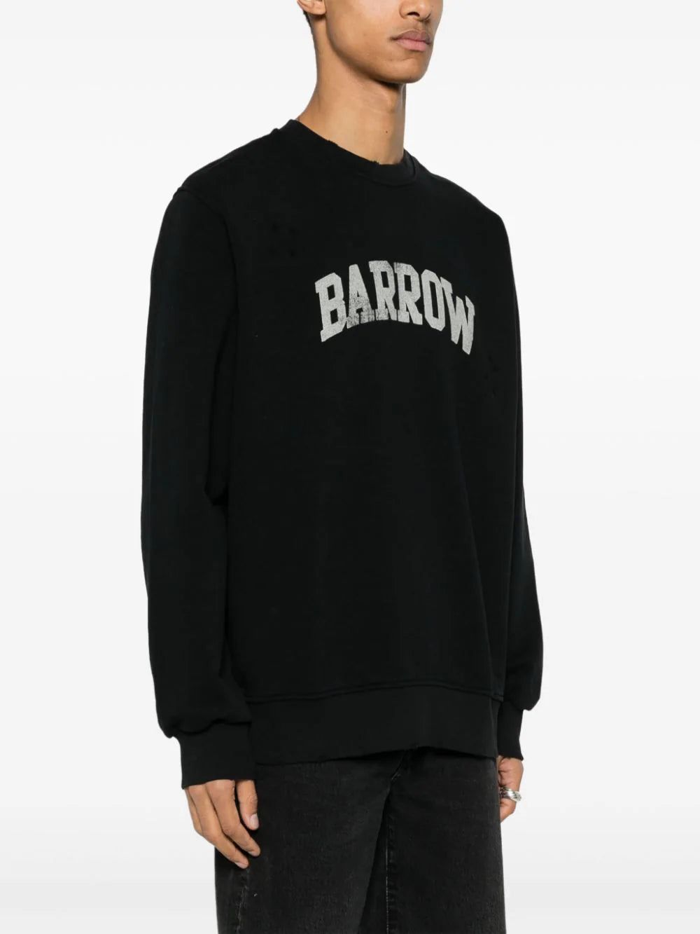BARROW  logo-print distressed sweatshirt