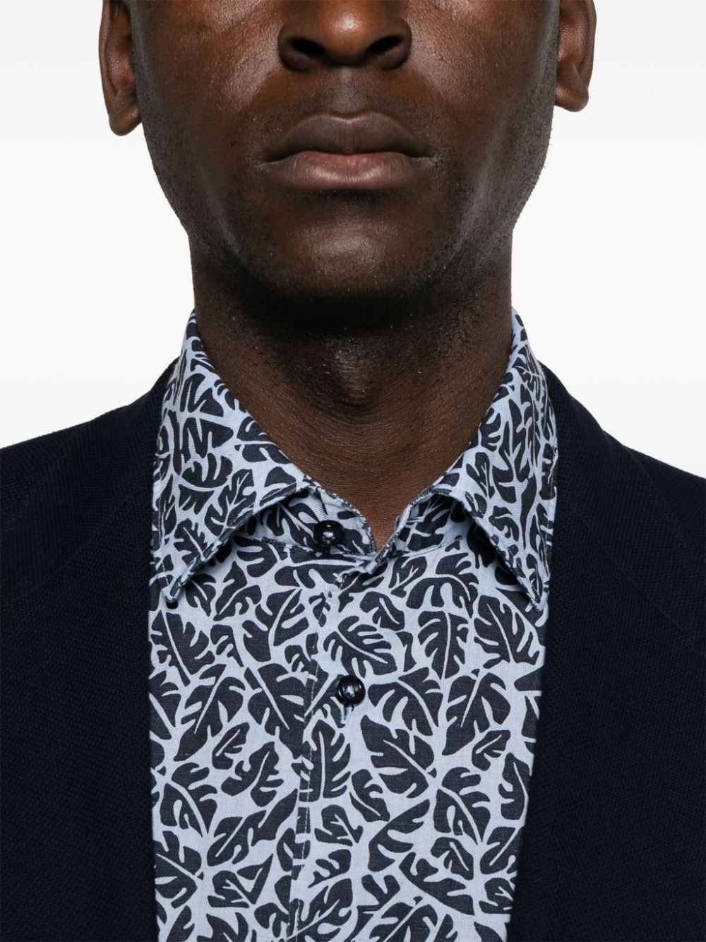 BOSS palm-print linen-blend shirt