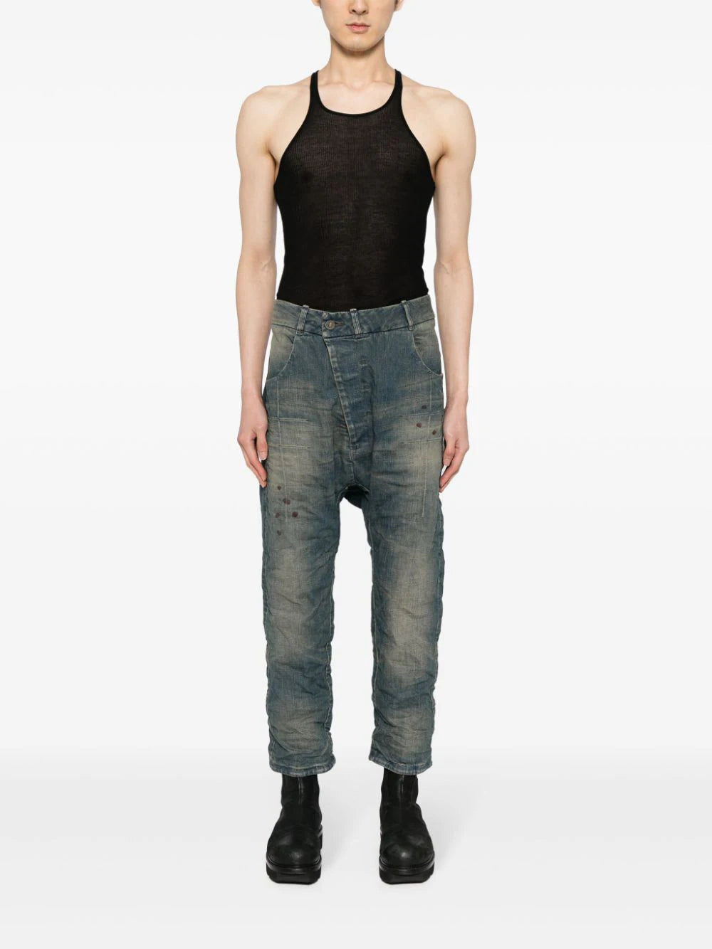 Boris Bidjan Saberi asymmetric drop-crotch jeans