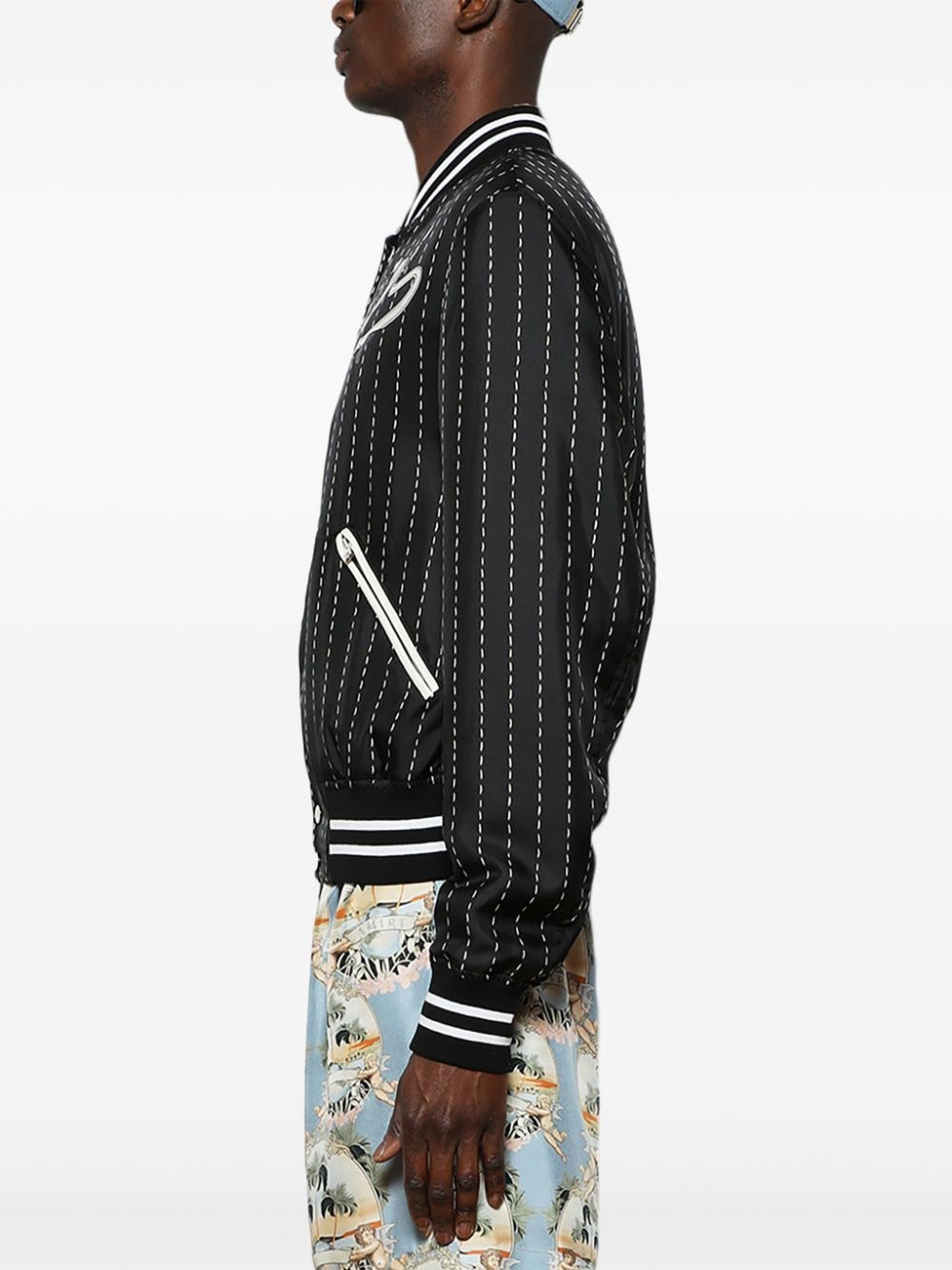 AMIRI filigree-detail silk bomber jacket