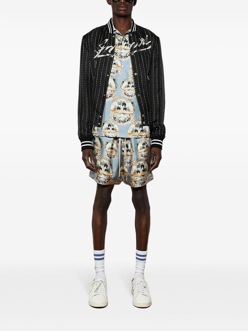 AMIRI filigree-detail silk bomber jacket