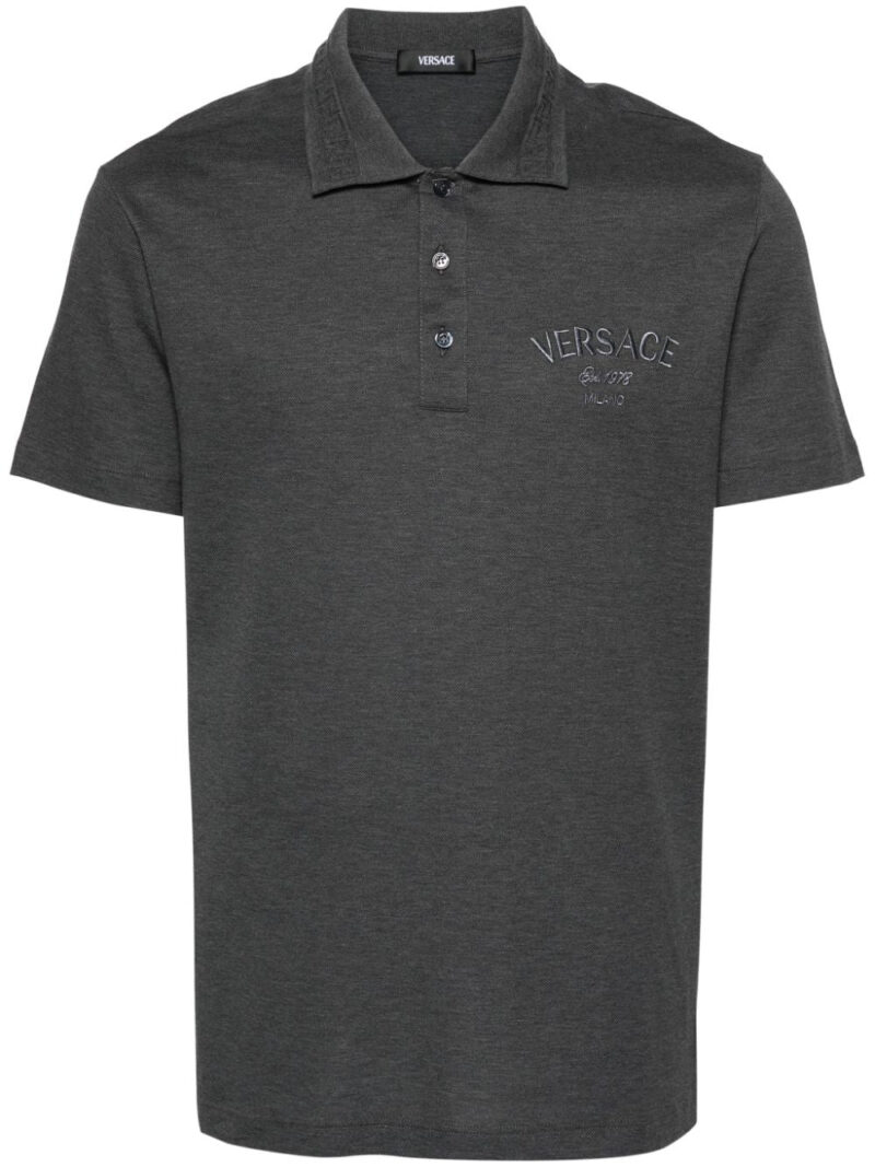 Versace  logo-embroidered cotton polo shirt
