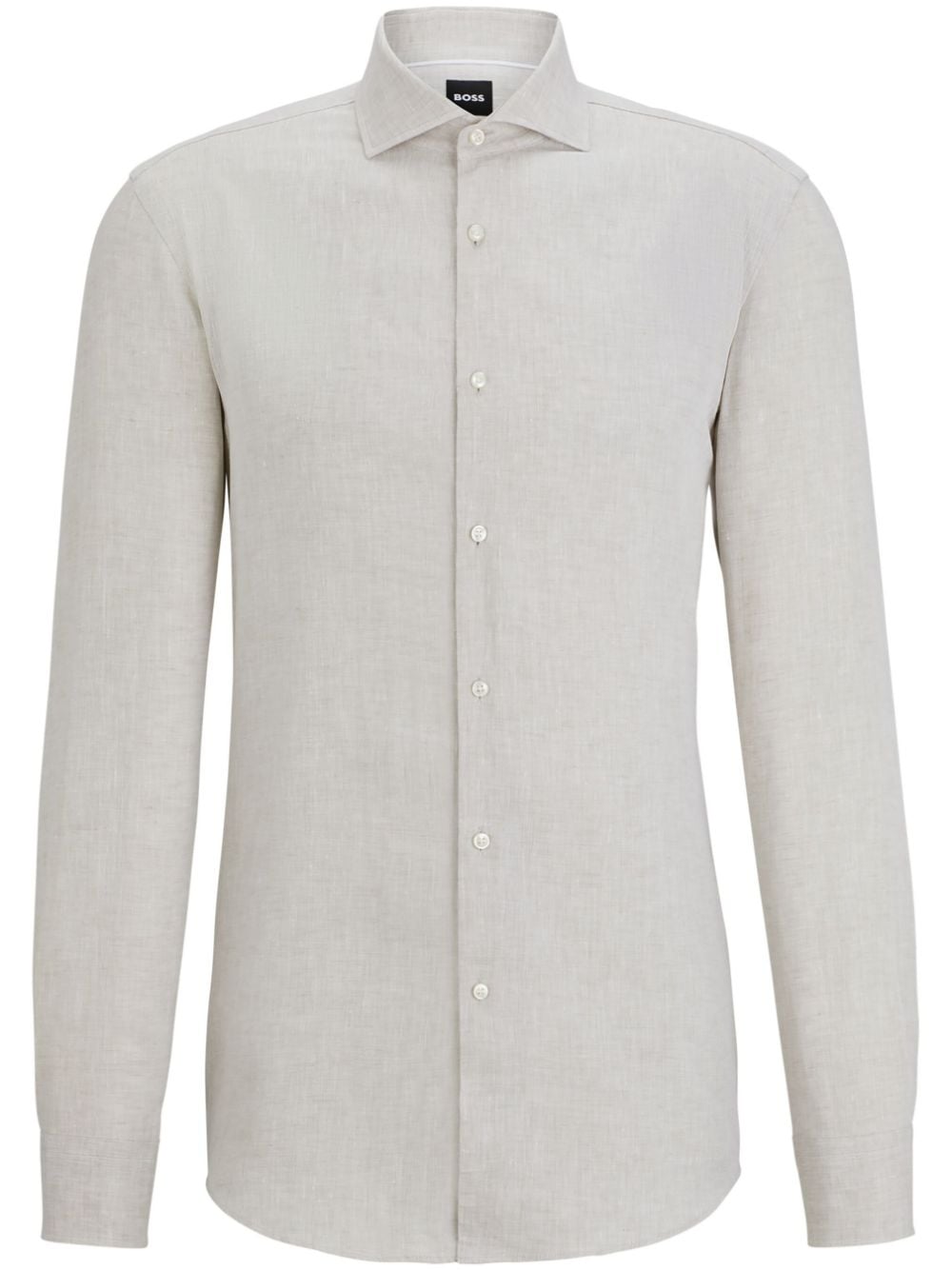 BOSS spread-collar linen shirt
