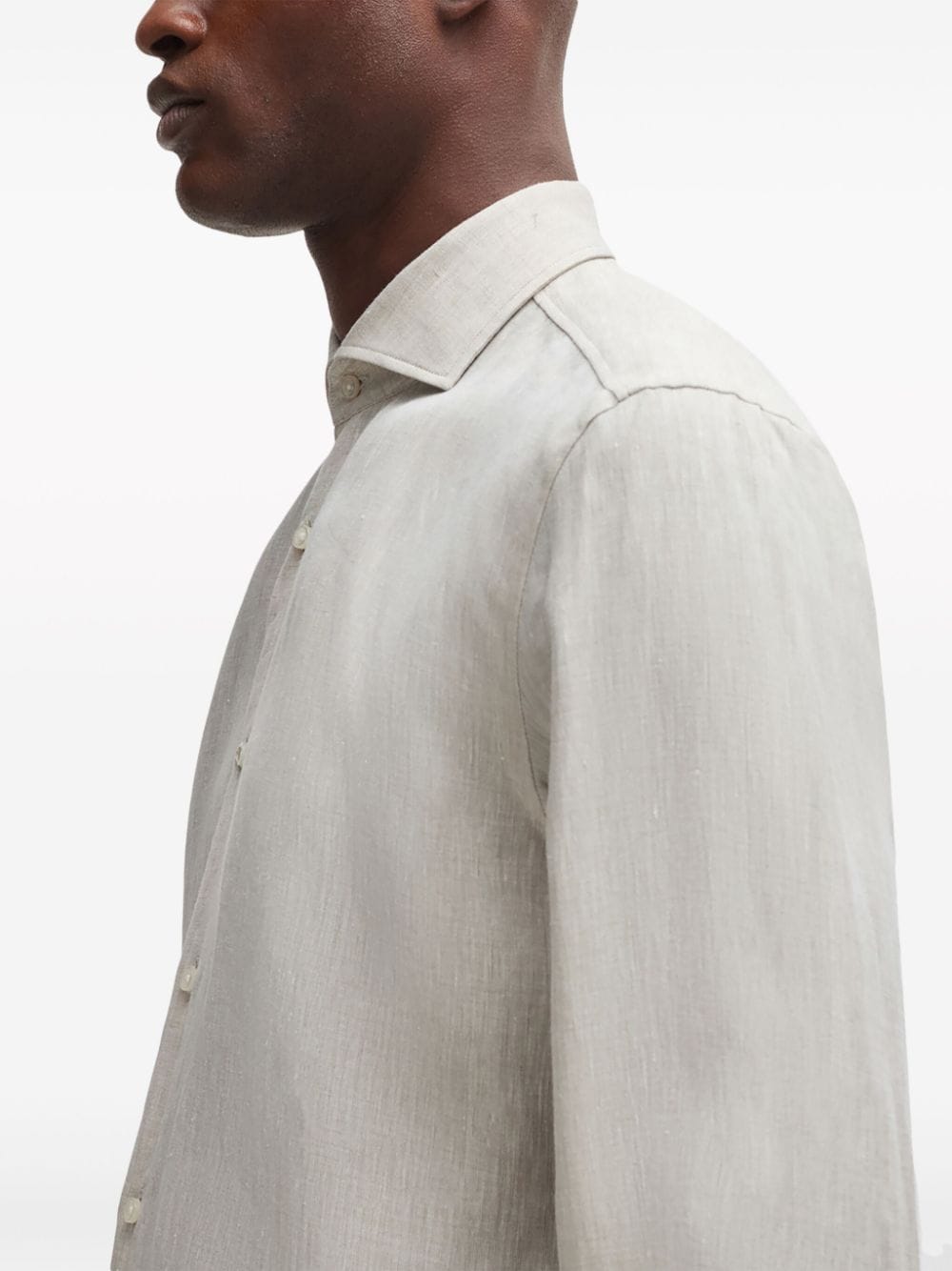 BOSS spread-collar linen shirt