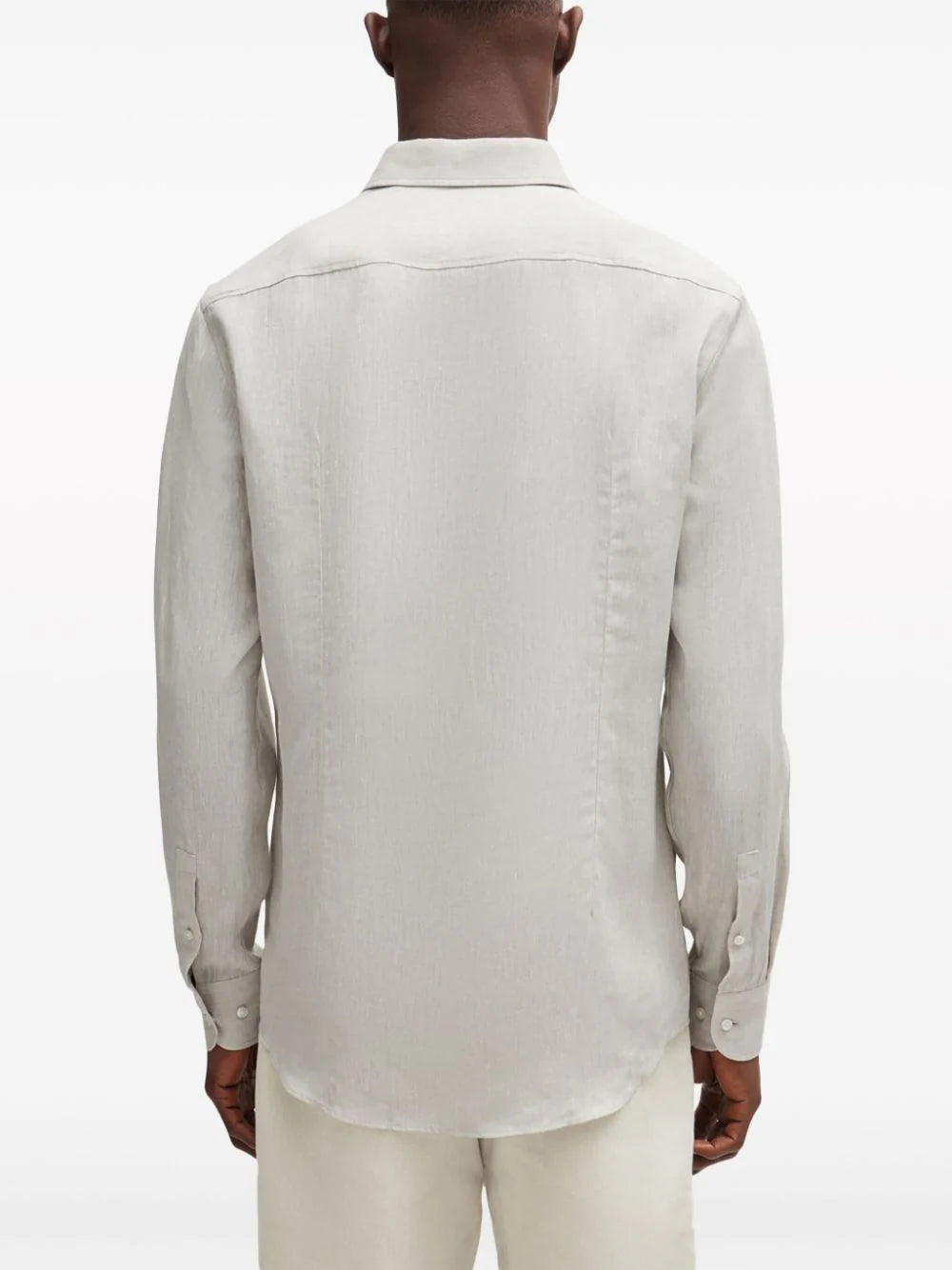 BOSS  spread-collar linen shirt