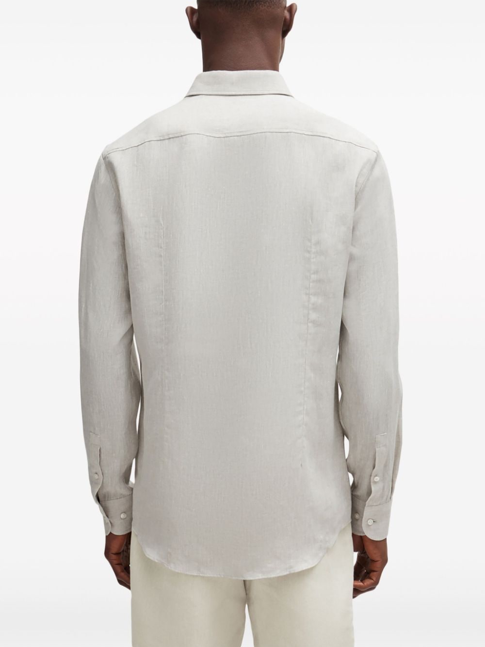 BOSS spread-collar linen shirt