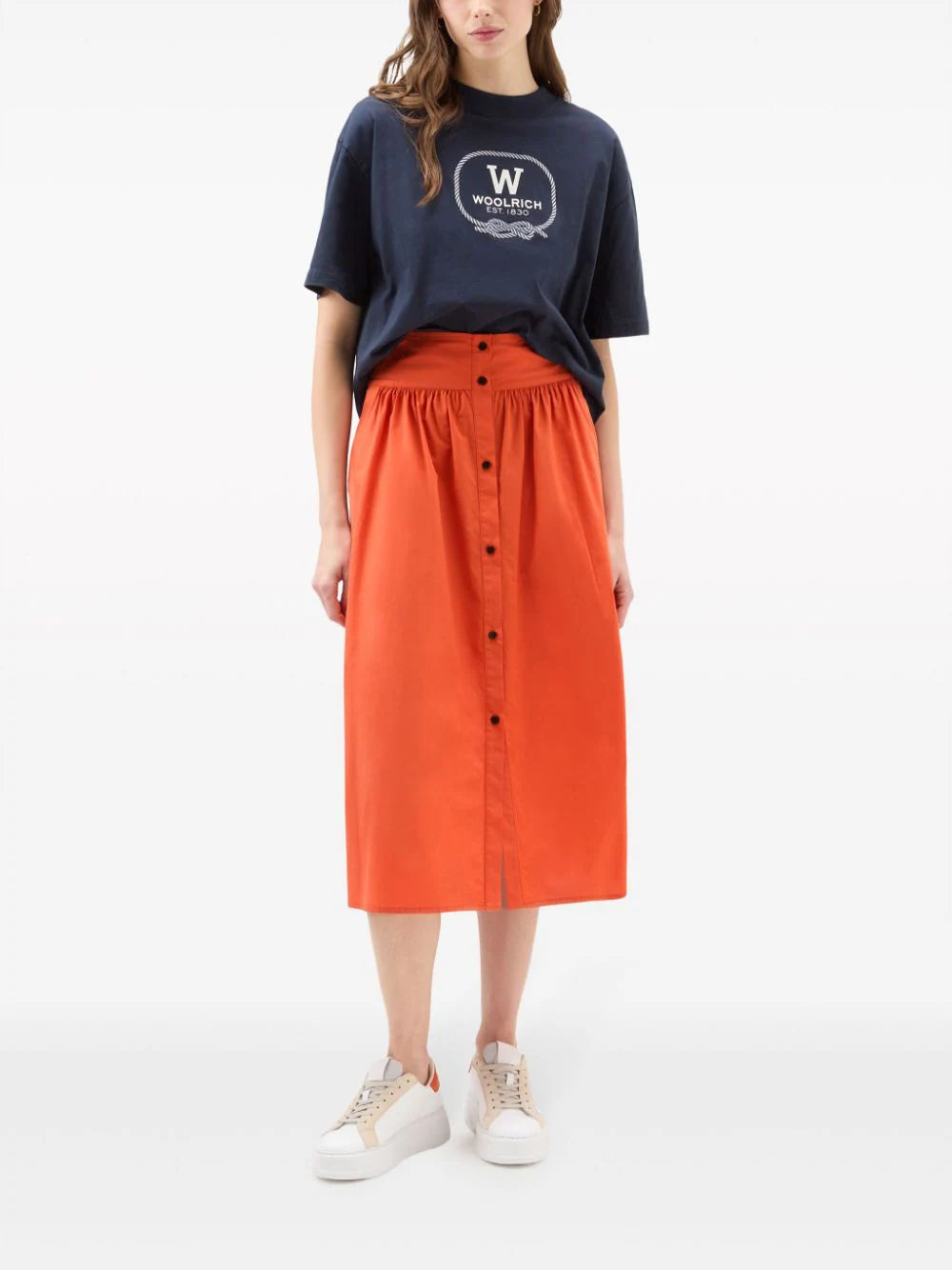 Woolrich  A-line poplin midi skirt