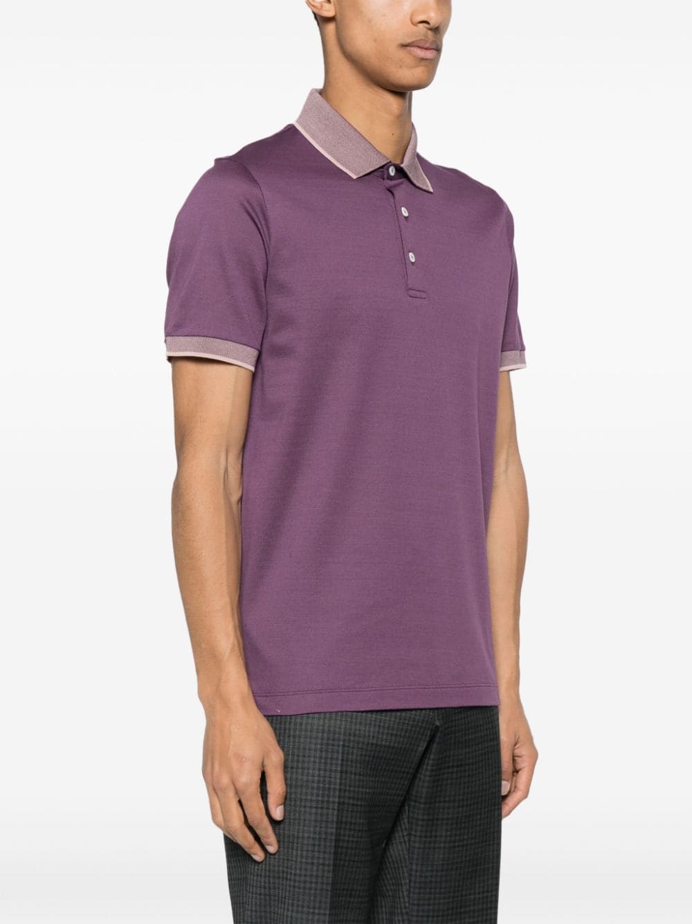 Canali  contrasting piqué polo shirt