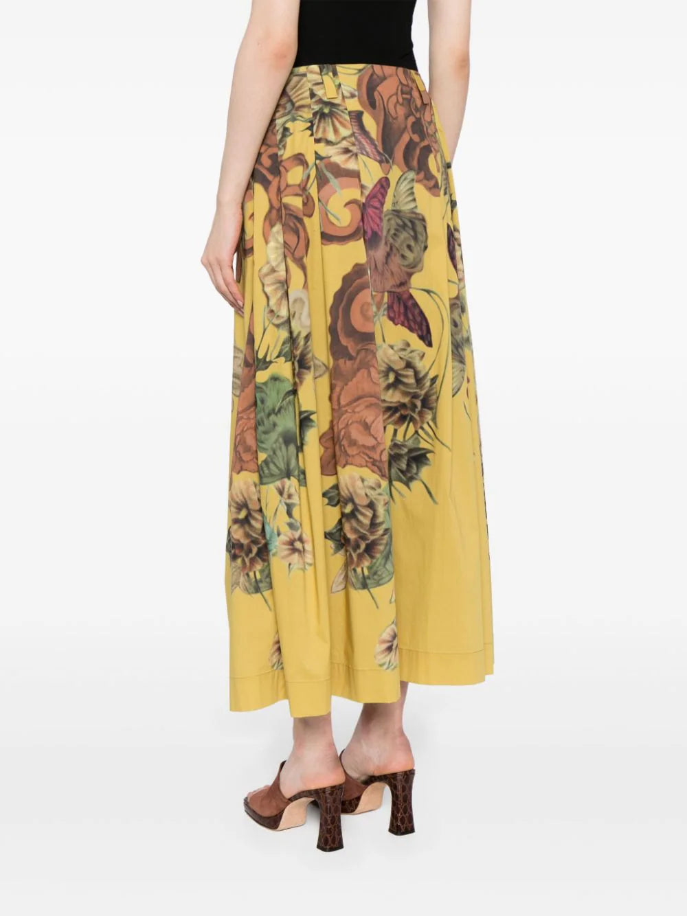 Alberta Ferretti  pleated floral-print midi skirt