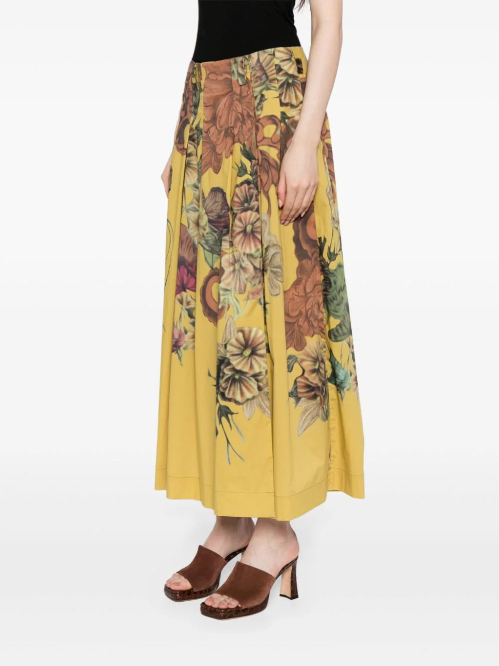 Alberta Ferretti  pleated floral-print midi skirt
