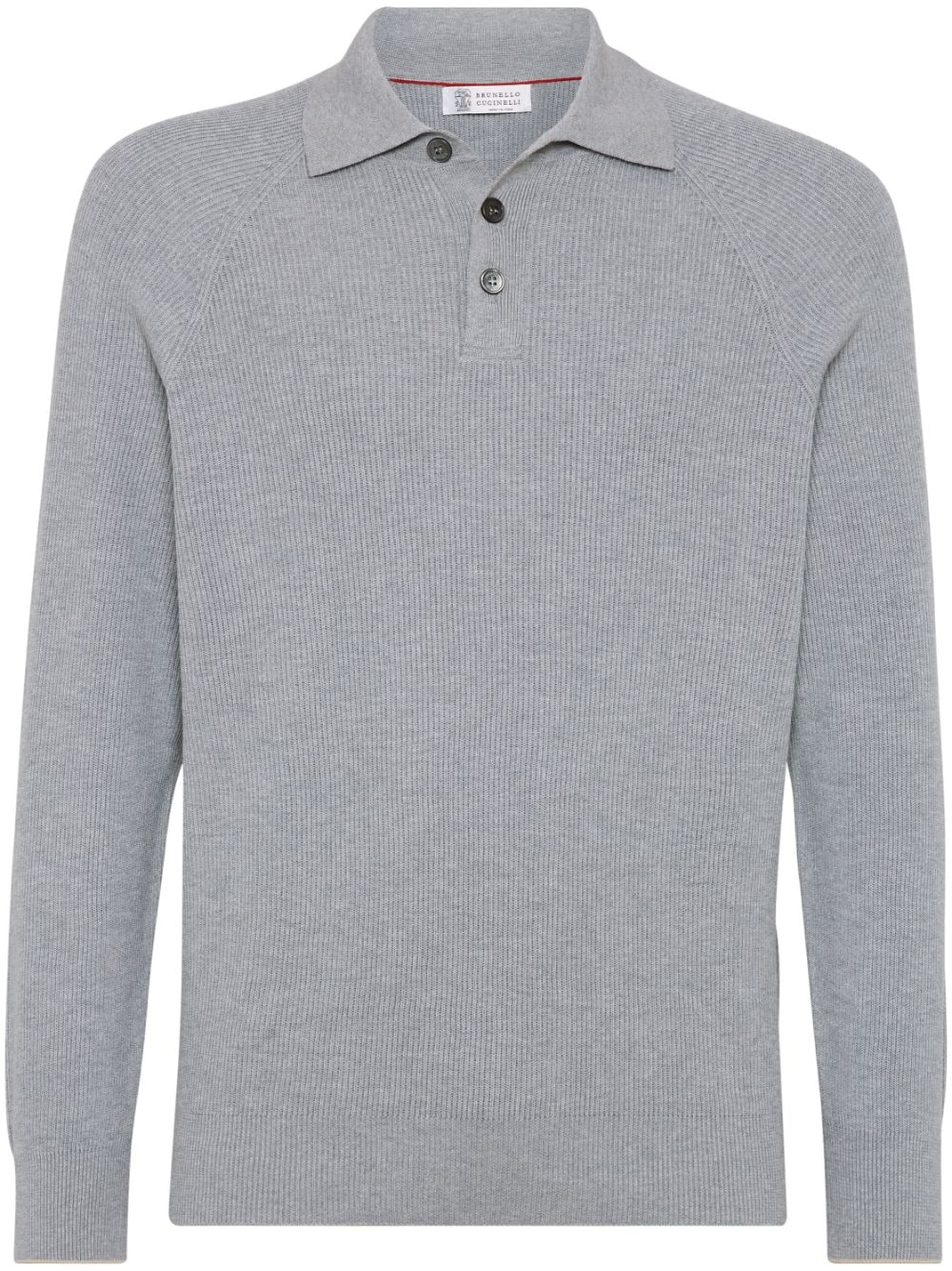 Brunello Cucinelli  long-sleeve ribbed-cotton polo shirt