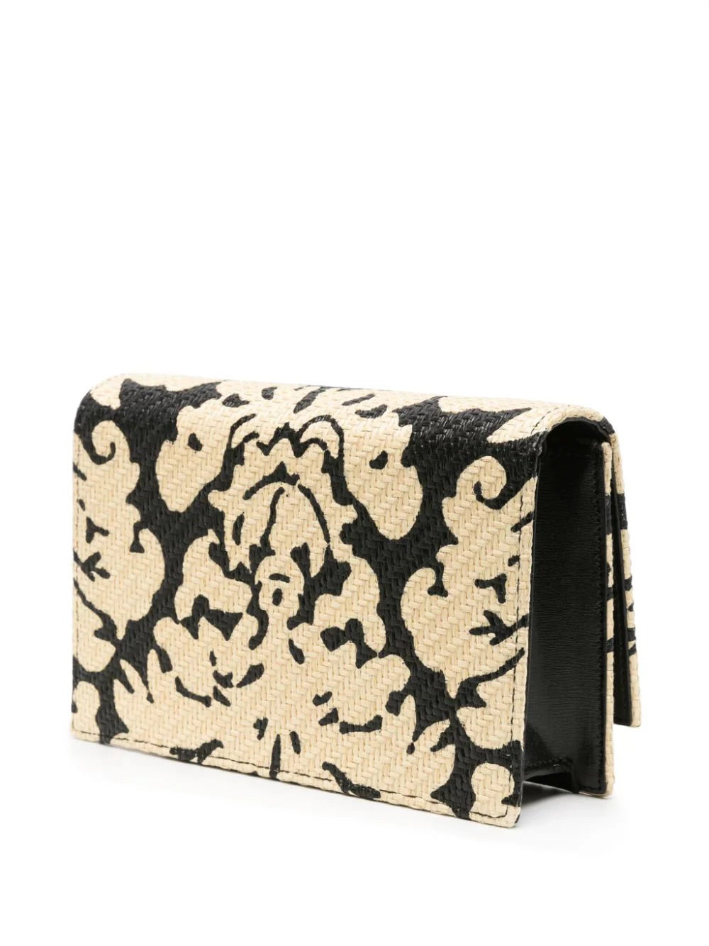 Alexander McQueen Damask-print raffia crossbody bag
