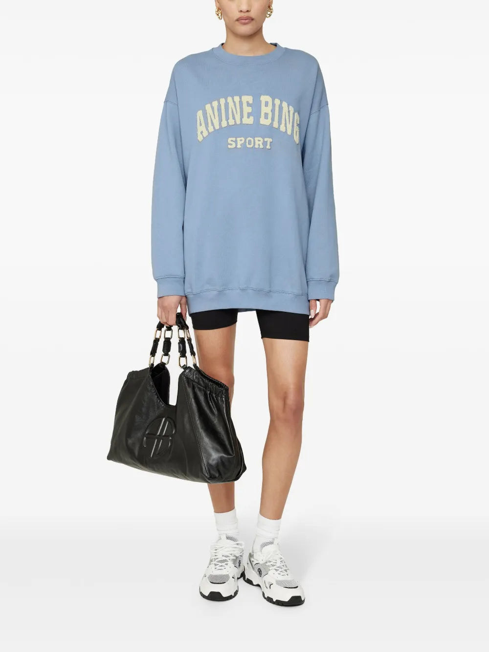 ANINE BING  embroidered-logo organic cotton sweatshirt