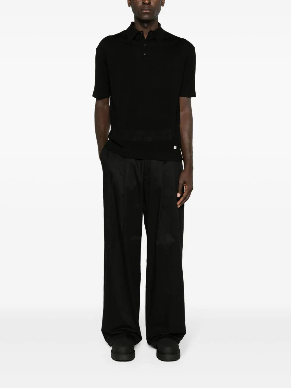 C.P. Company  logo-patch knitted polo shirt