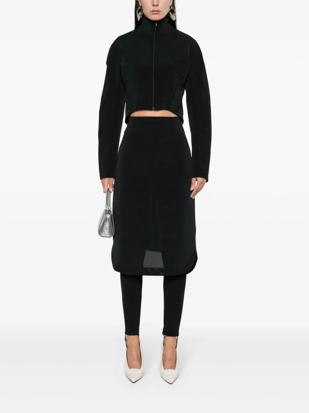 Alaïa  panelled mesh cropped jacket