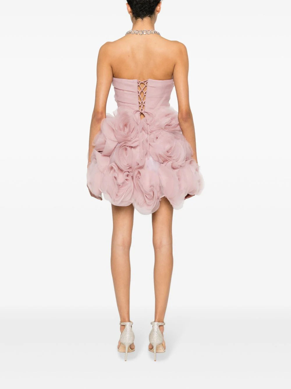 Ana Radu floral-appliqué tulle mini dress