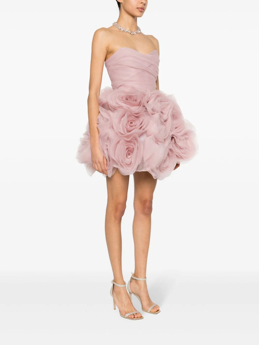 Ana Radu floral-appliqué tulle mini dress