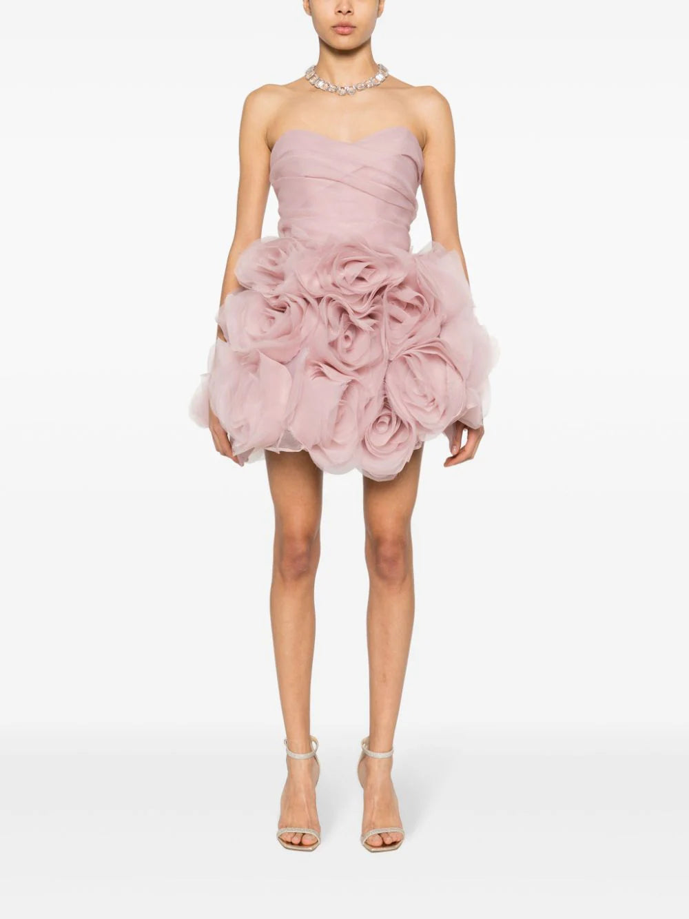Ana Radu floral-appliqué tulle mini dress