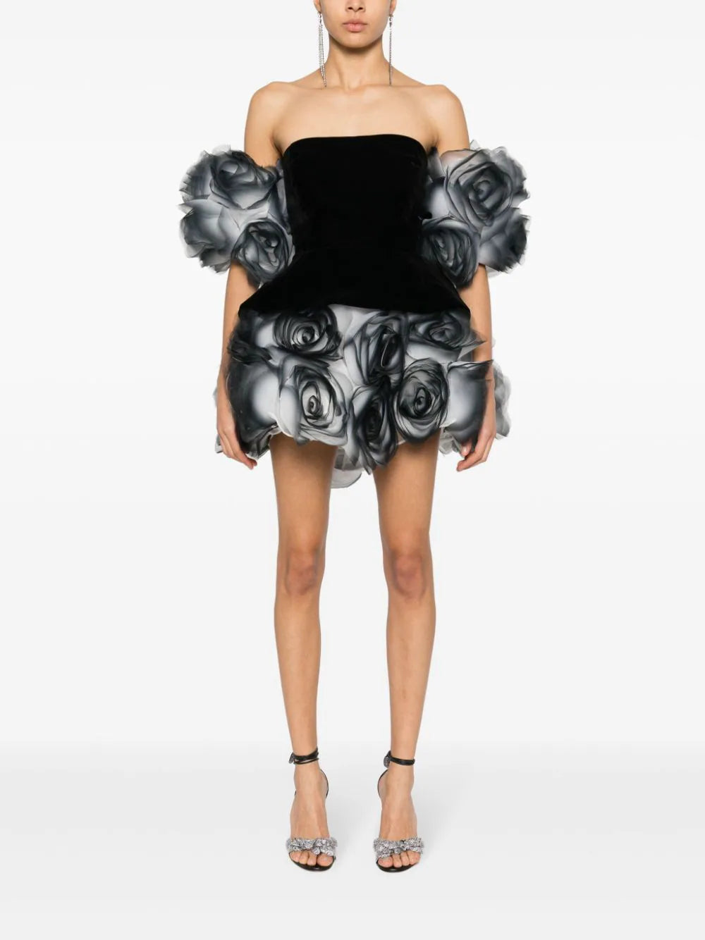 Ana Radu floral-appliqué strapless minidress