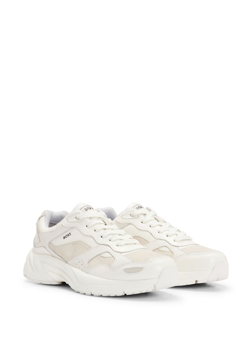 BOSS logo-print leather sneakers