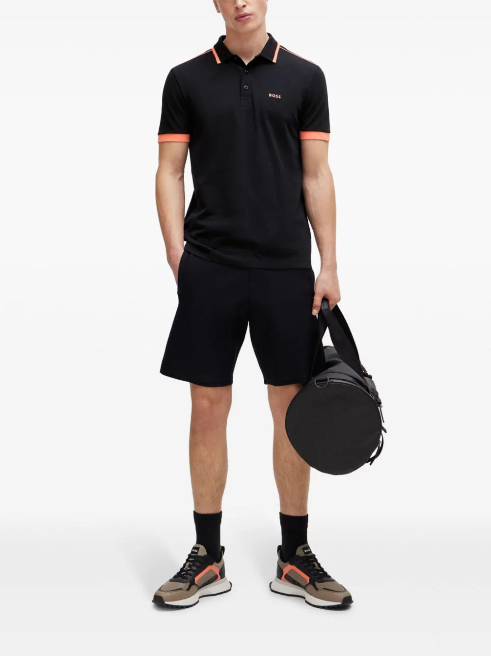 BOSS  logo-print cotton polo shirt