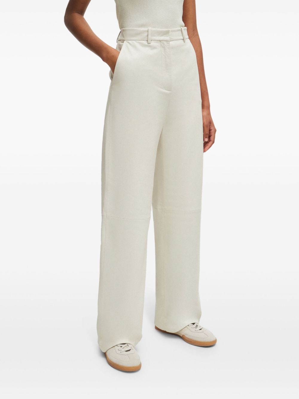 BOSS  high-waisted lambskin trousers