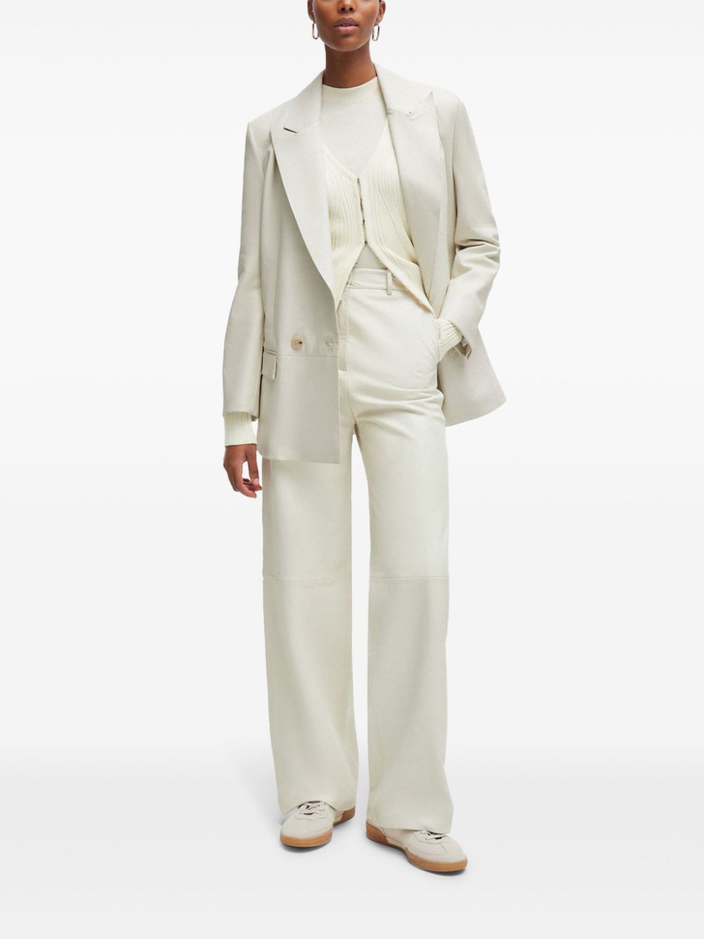 BOSS  high-waisted lambskin trousers