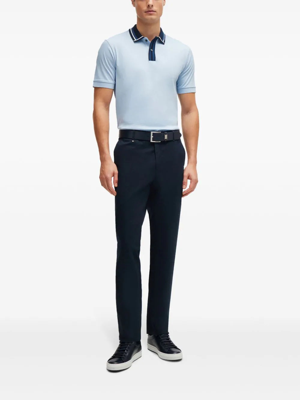 BOSS stripe-trim cotton polo shirt