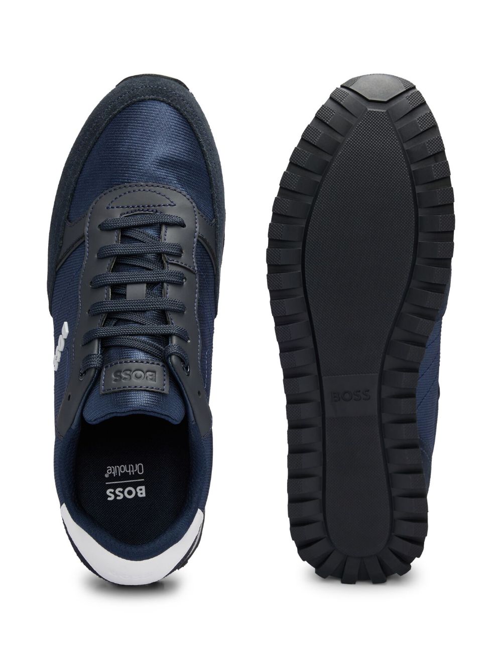 BOSS logo-appliqué panelled sneakers