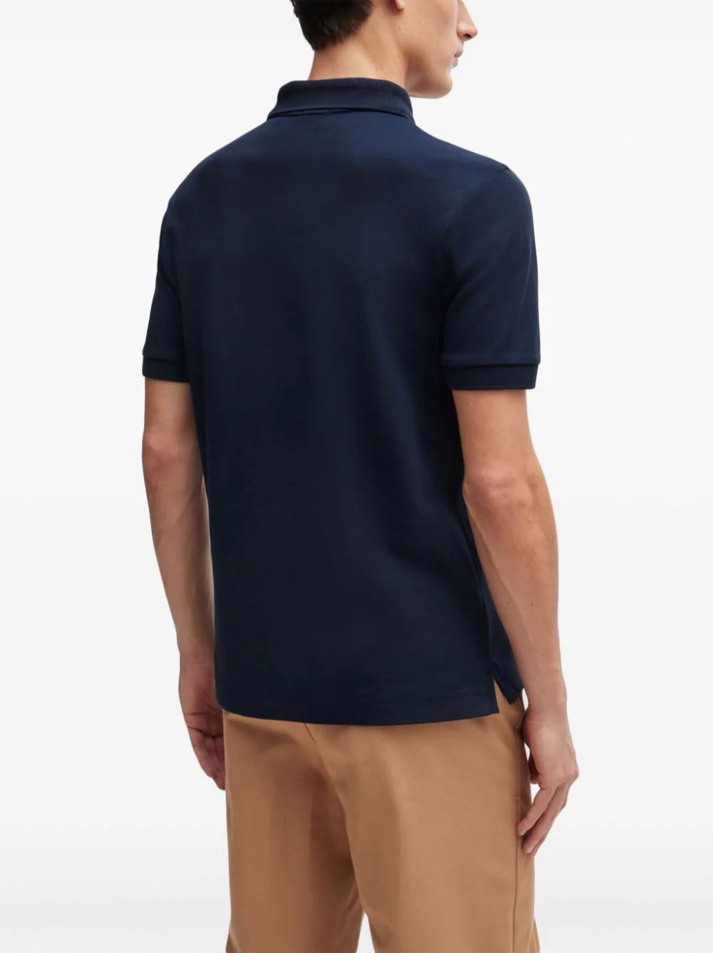 BOSS zip-neck cotton polo shirt