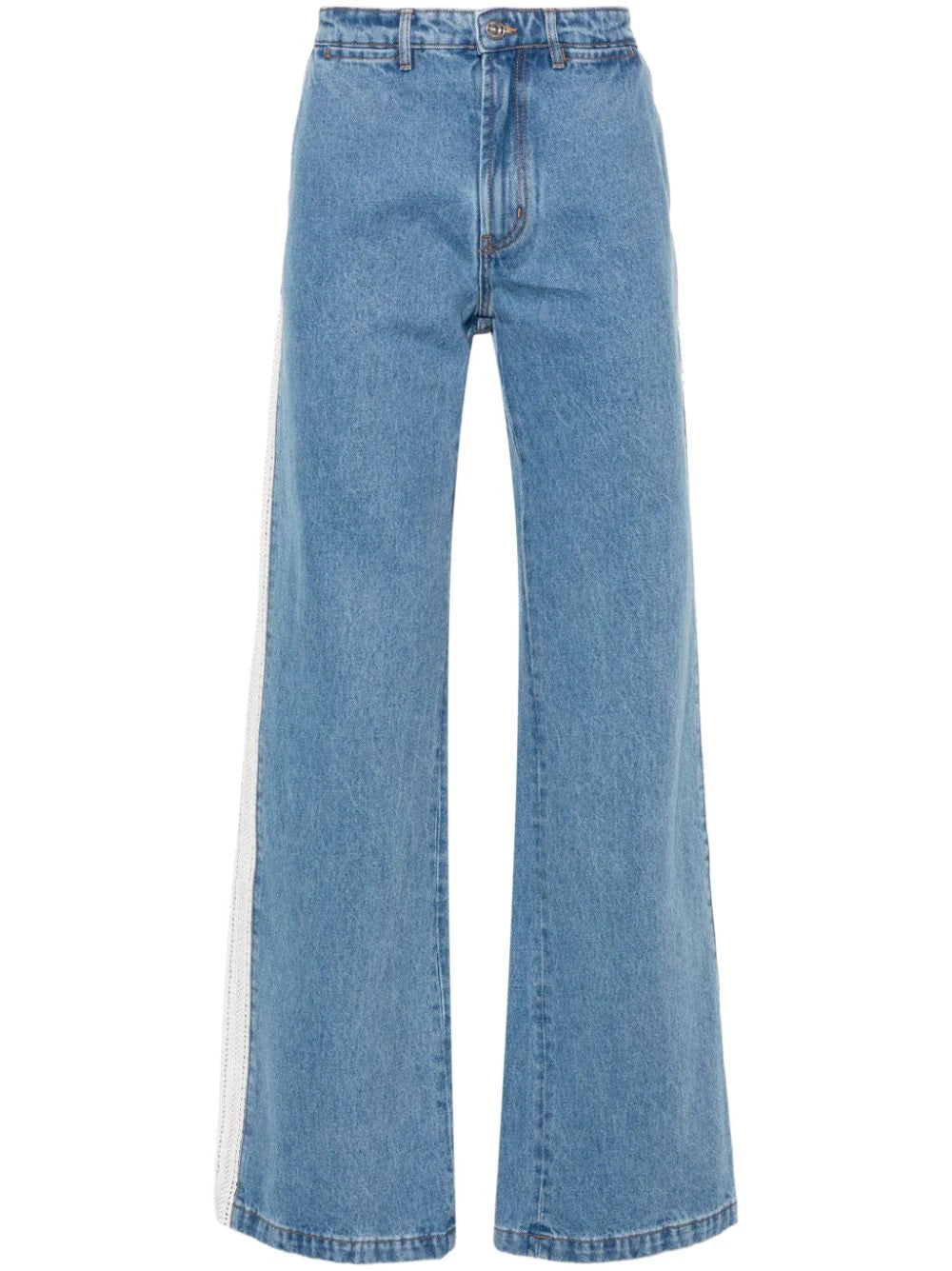 Wales Bonner  crochet-panel wide-leg jeans