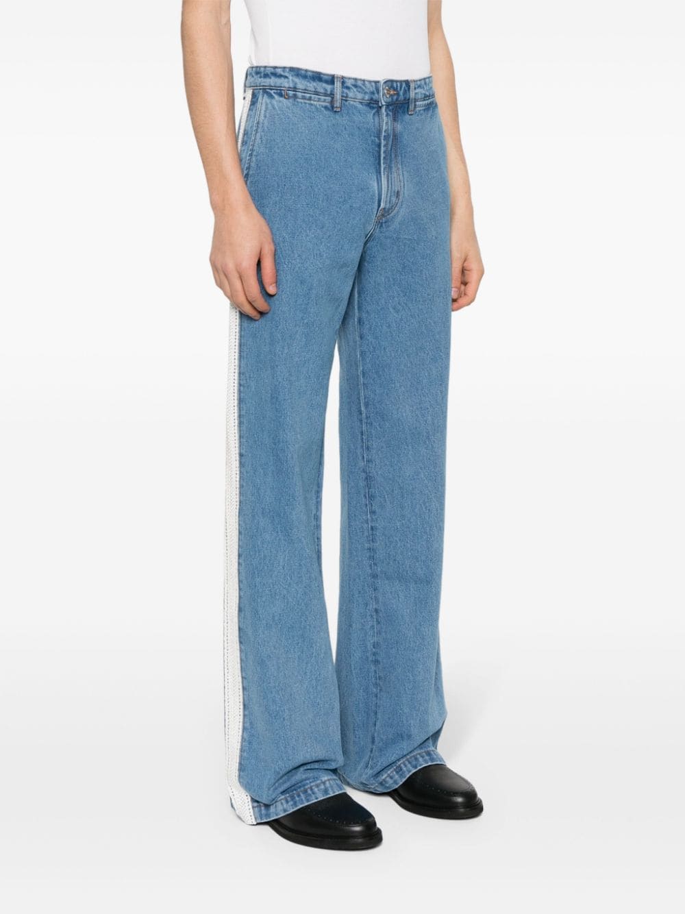 Wales Bonner  crochet-panel wide-leg jeans
