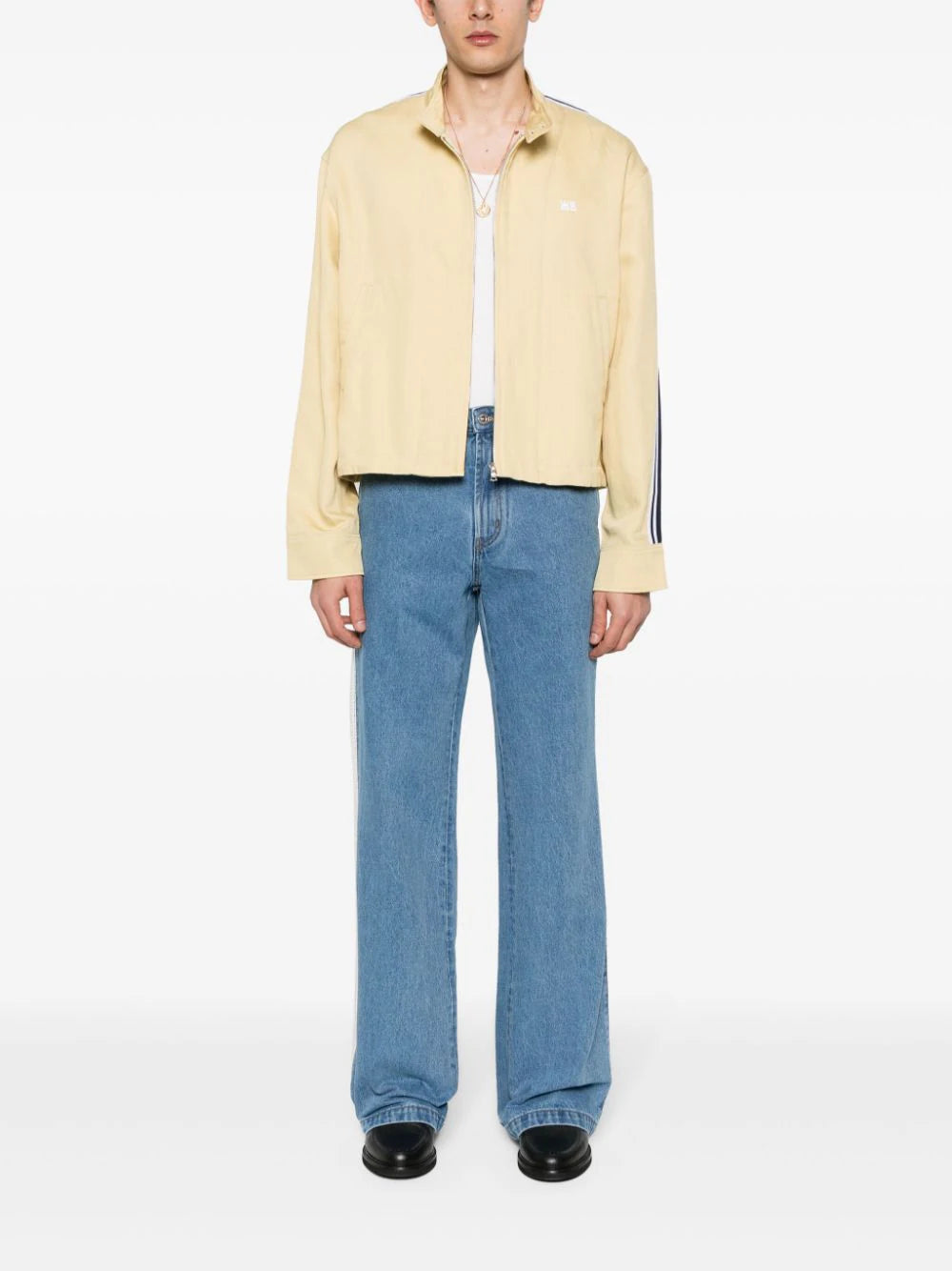 Wales Bonner  crochet-panel wide-leg jeans