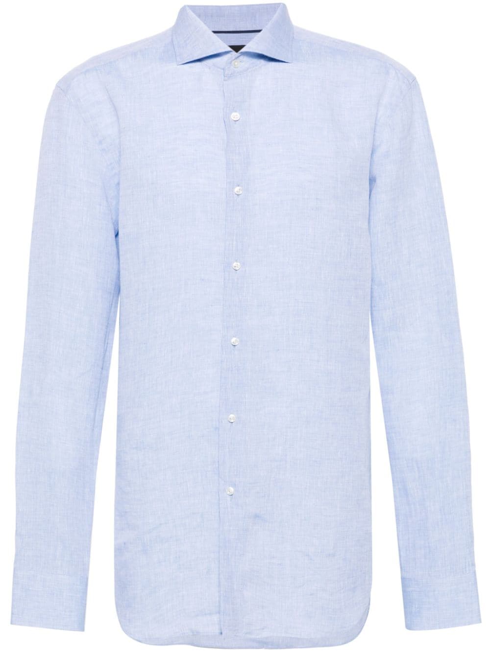 BOSS  classic-collar linen shirt