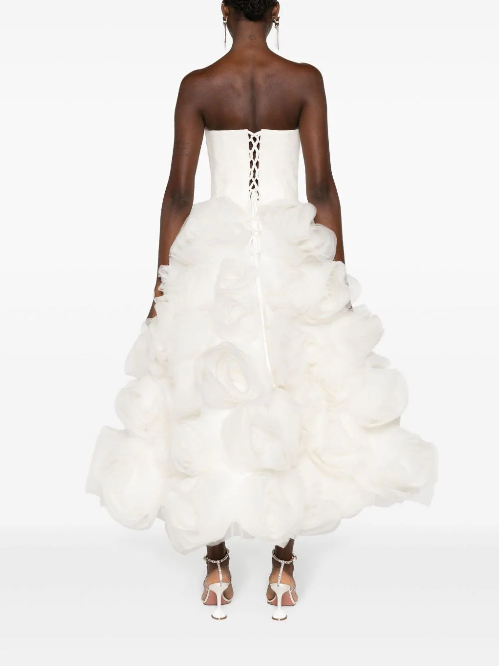 Ana Radu floral-appliqué strapless dress