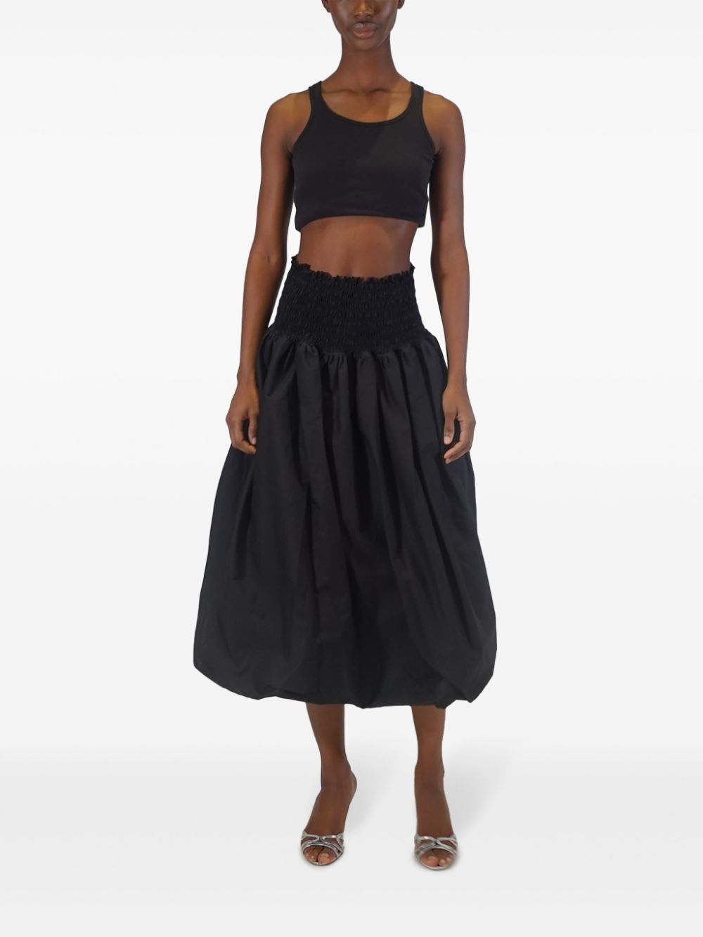 AZEEZA Roma smock-waist cotton midi skirt