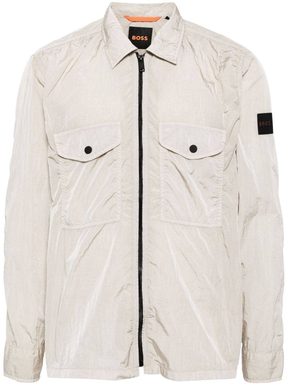 BOSS logo-patch zip-up jacket