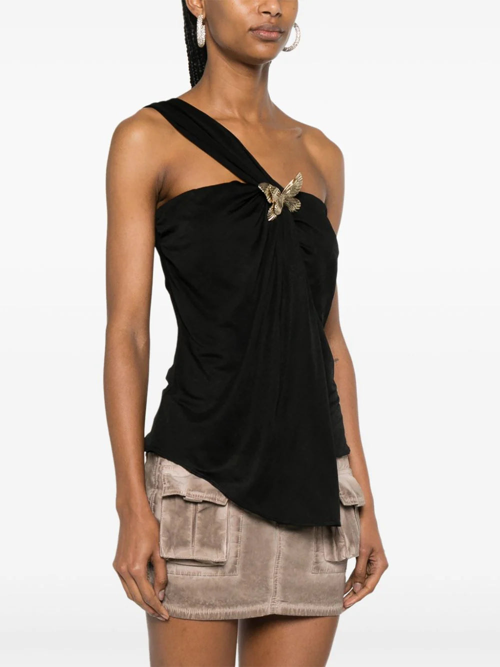 Blumarine  butterfly-brooch sleeveless top