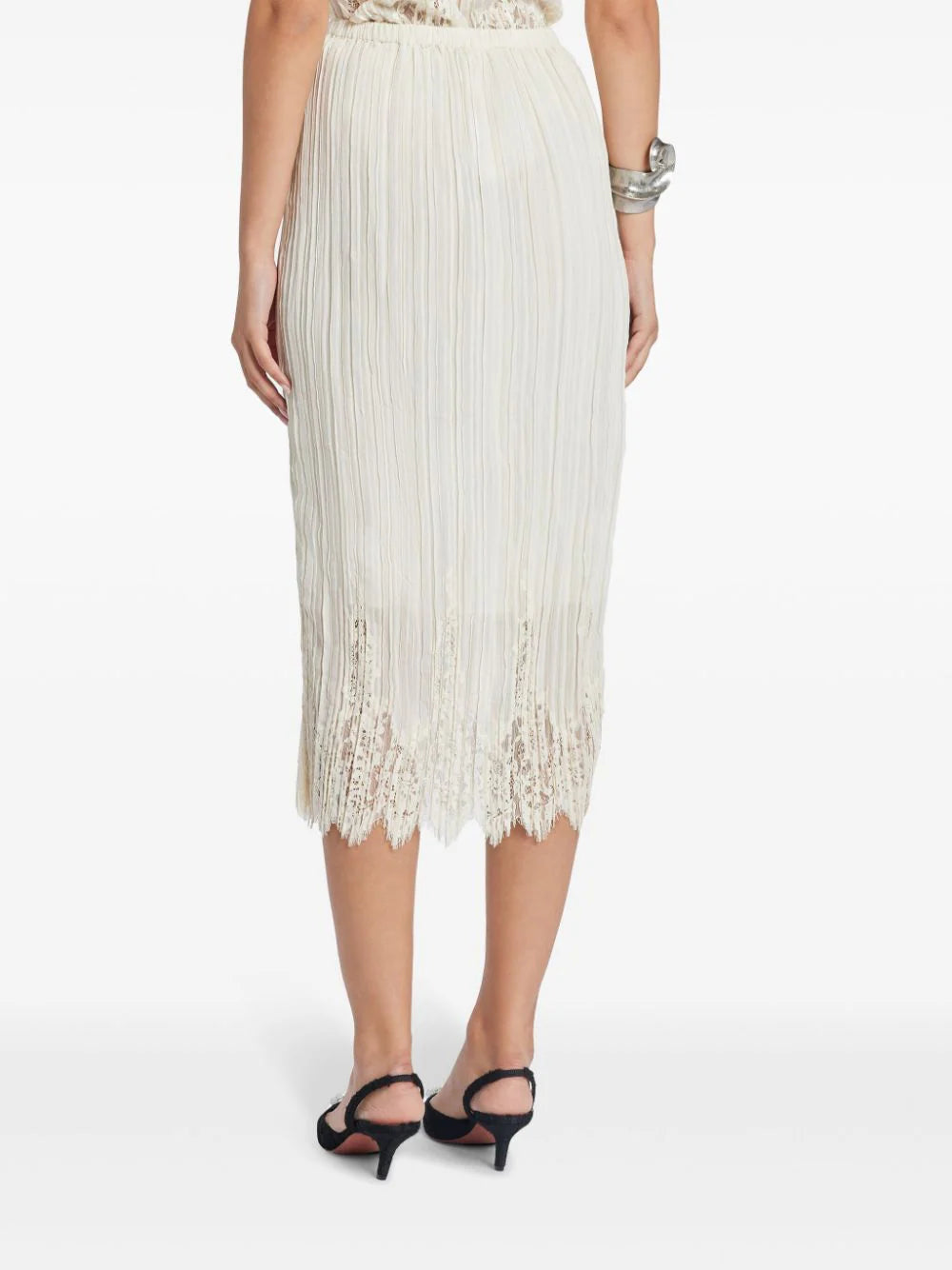 ZIMMERMANN  lace-panel pleated midi skirt