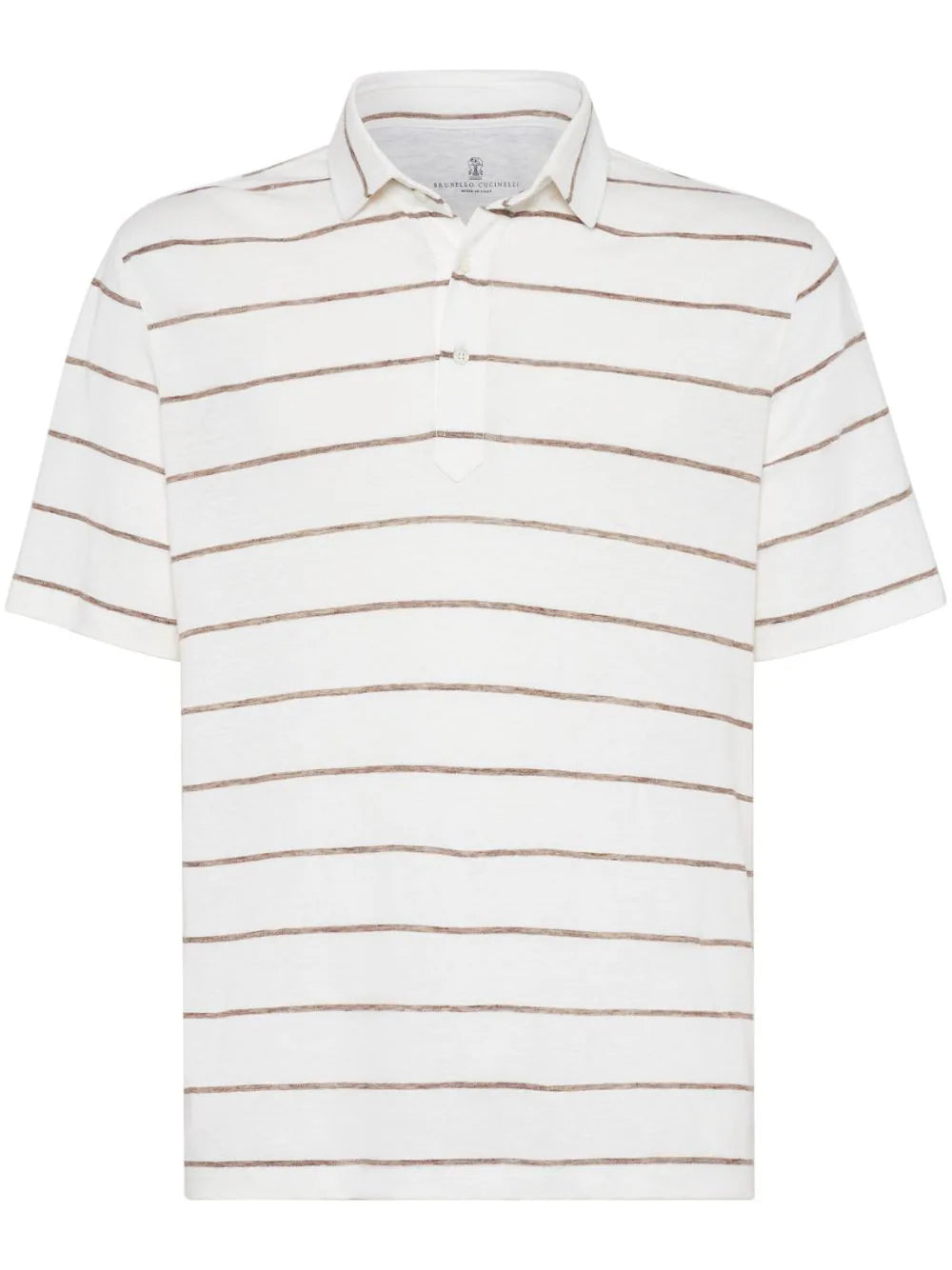 Brunello Cucinelli  striped linen-cotton polo shirt