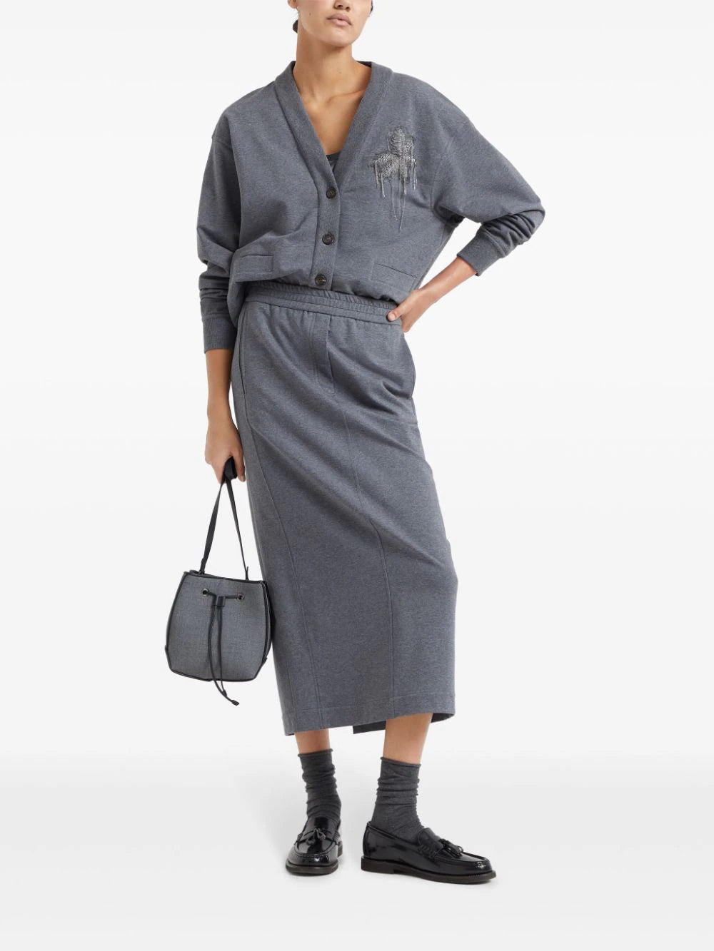 Brunello Cucinelli elasticated-waistband midi skirt