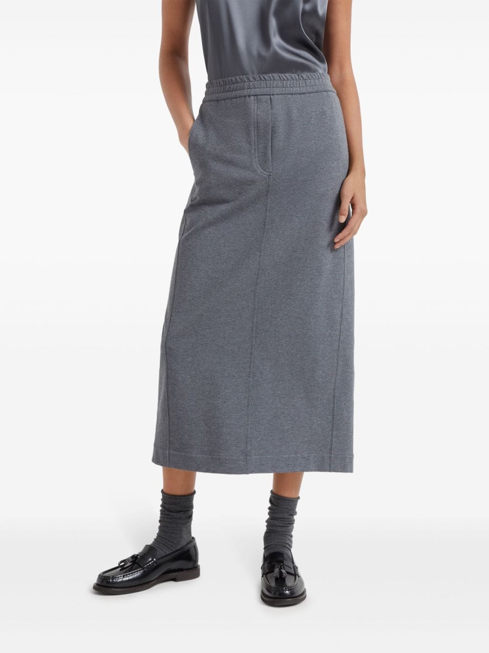 Brunello Cucinelli elasticated-waistband midi skirt