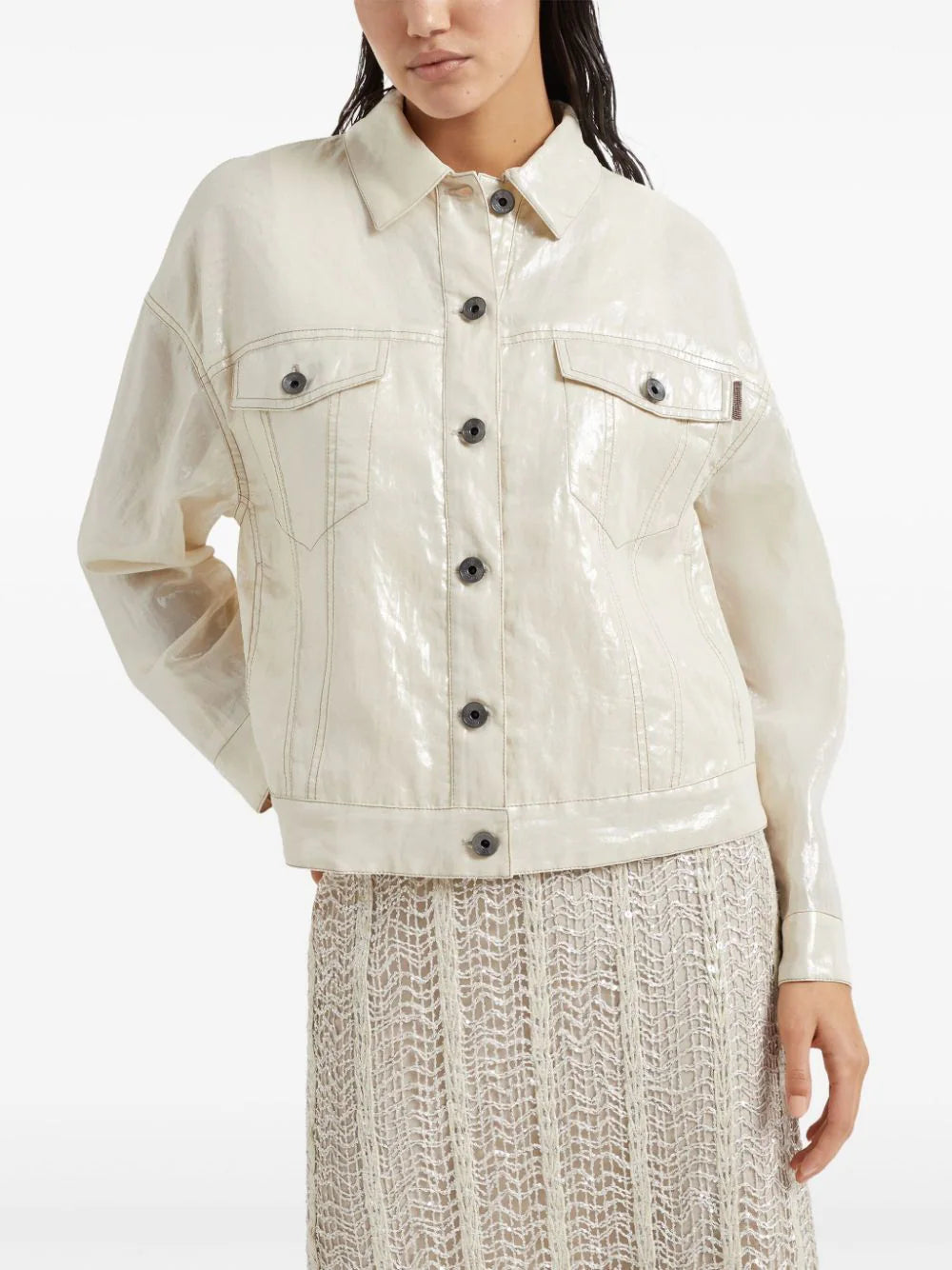 Brunello Cucinelli coated-finish cotton jacket