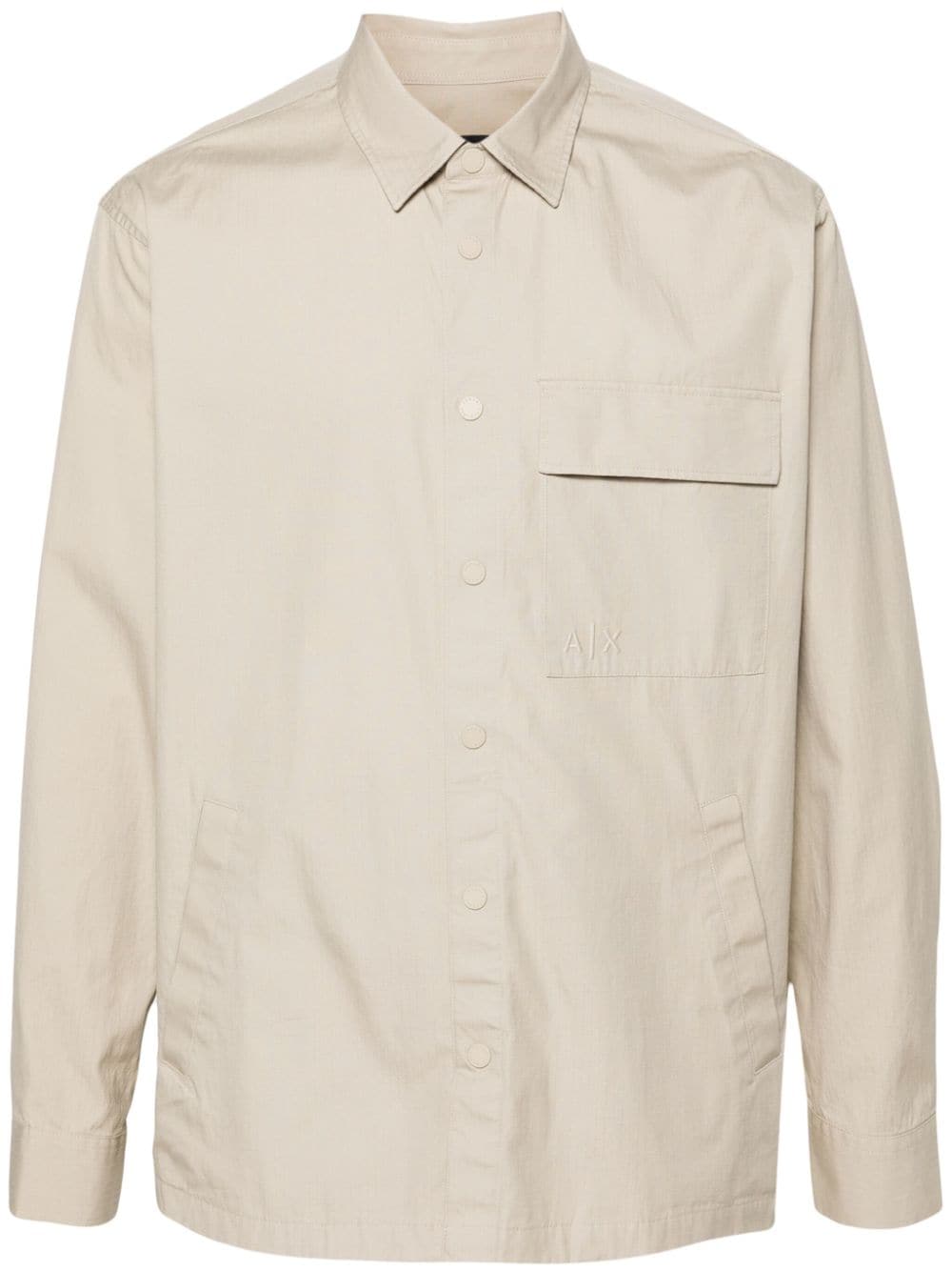 Armani Exchange logo-embroidered ripstop shirt