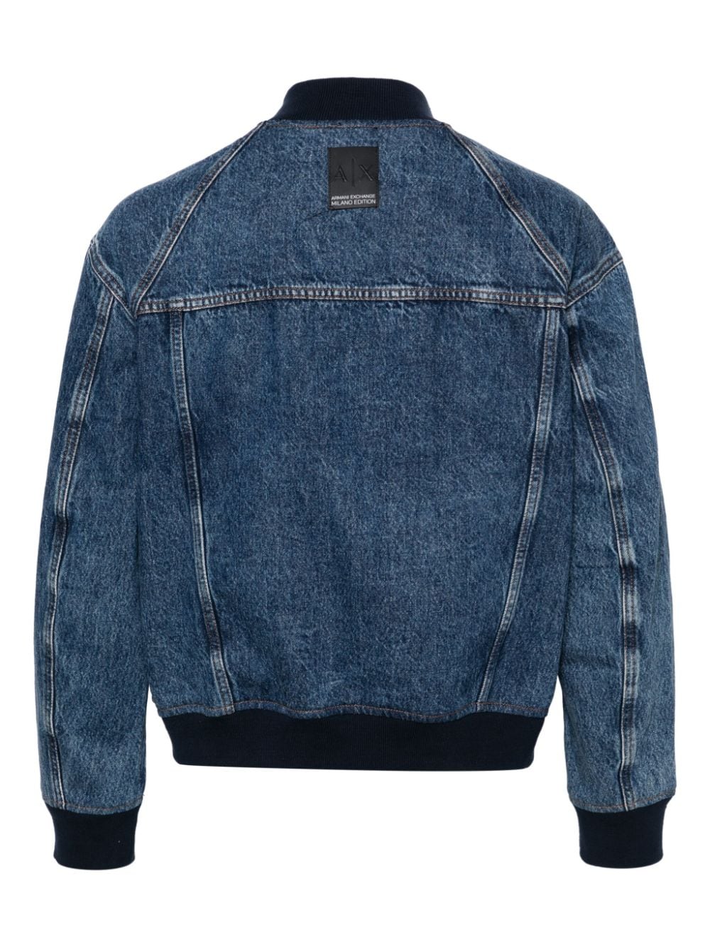 Armani Exchange washed denim bomber jacket