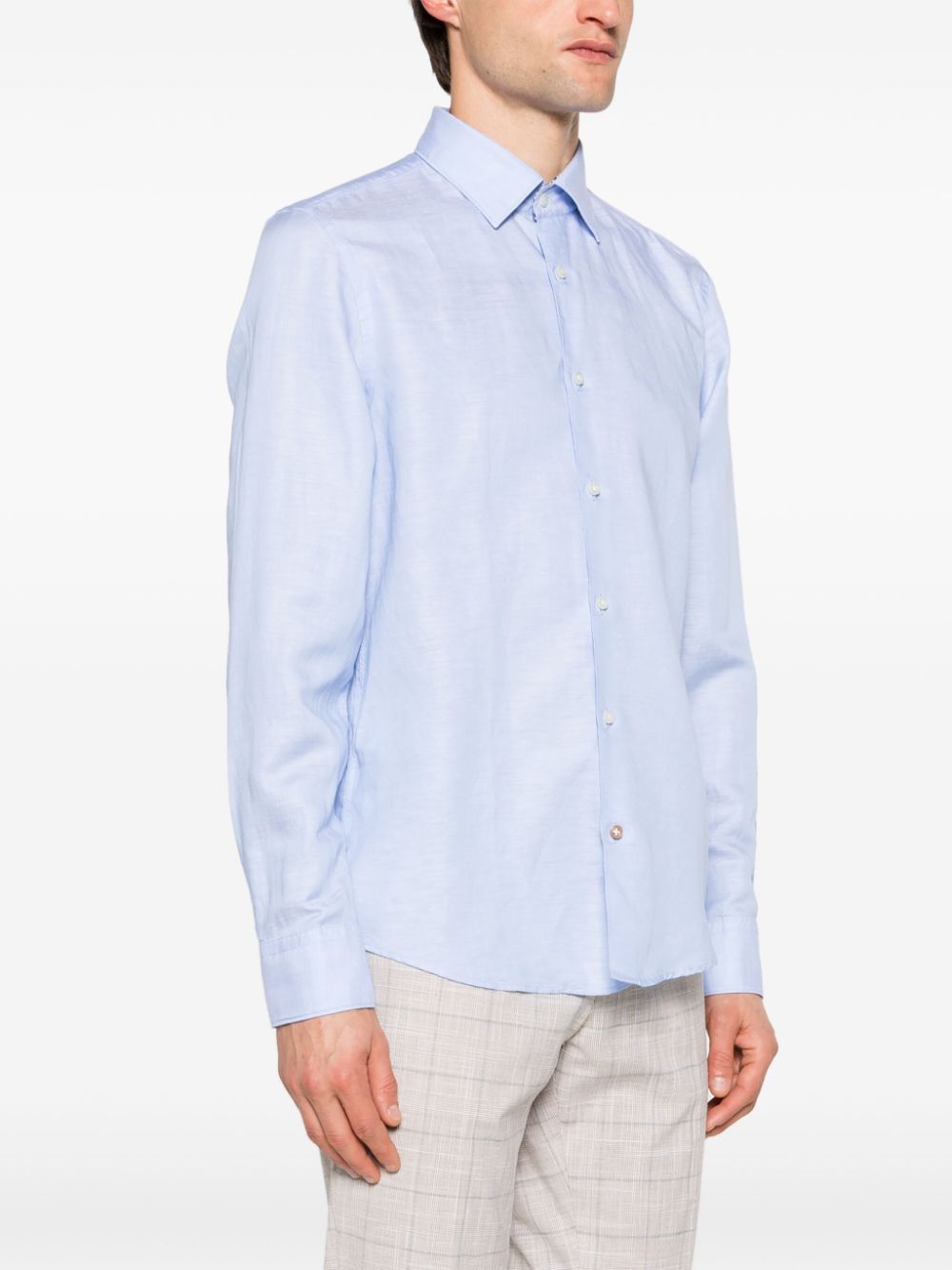 BOSS long-sleeve linen blend shirt