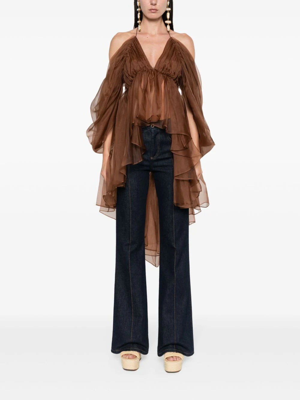 ZIMMERMANN  sheer silk ruffled blouse
